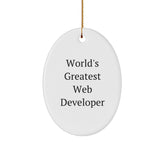 Funny 'World's Greatest' Web Developer Oval Ornament for Friends Gifts from Family - Image 1